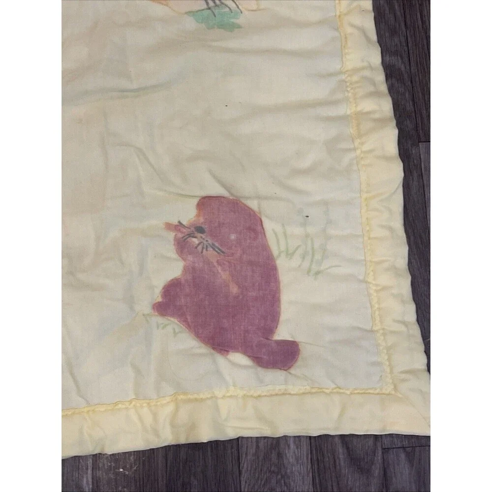 Homemade Baby comforter Quilt Crib Bedding Yellow Vintage Animals